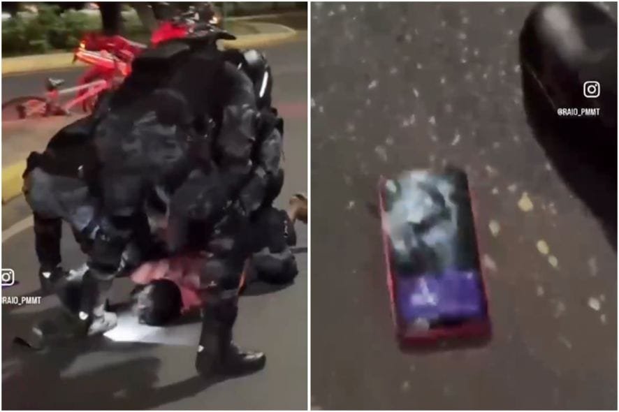 Vídeo mostra militares perseguindo e prendendo ladrão de celular em Cuiabá