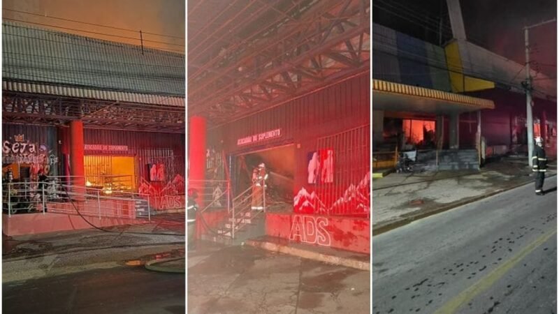 “Danos são imensos”, dizem donos de loja de suplementos após incêndio na capital; vídeos