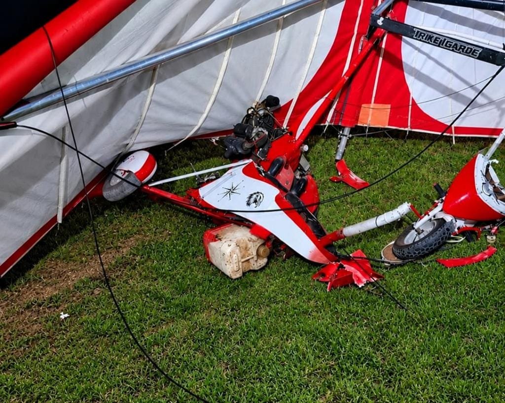 Homem é hospitalizado após sofrer várias fraturas devido à queda de ultraleve em MT